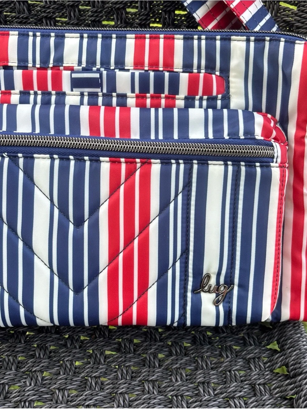 lug stretch LE Striped Crossbody Bag in Red, White & Blue NWOT unused purse USA